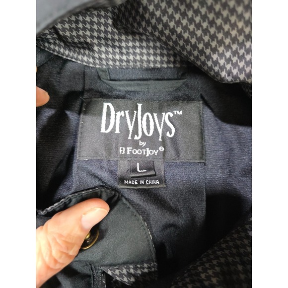 FootJoy DryJoys Golf Jacket Mens Large Gray Houndstooth Lined Windbreaker - Picture 8 of 9